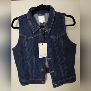 NWT Seventy + Mochi Cali Sleeveless Jacket Denim Vest Dark Americana Sm